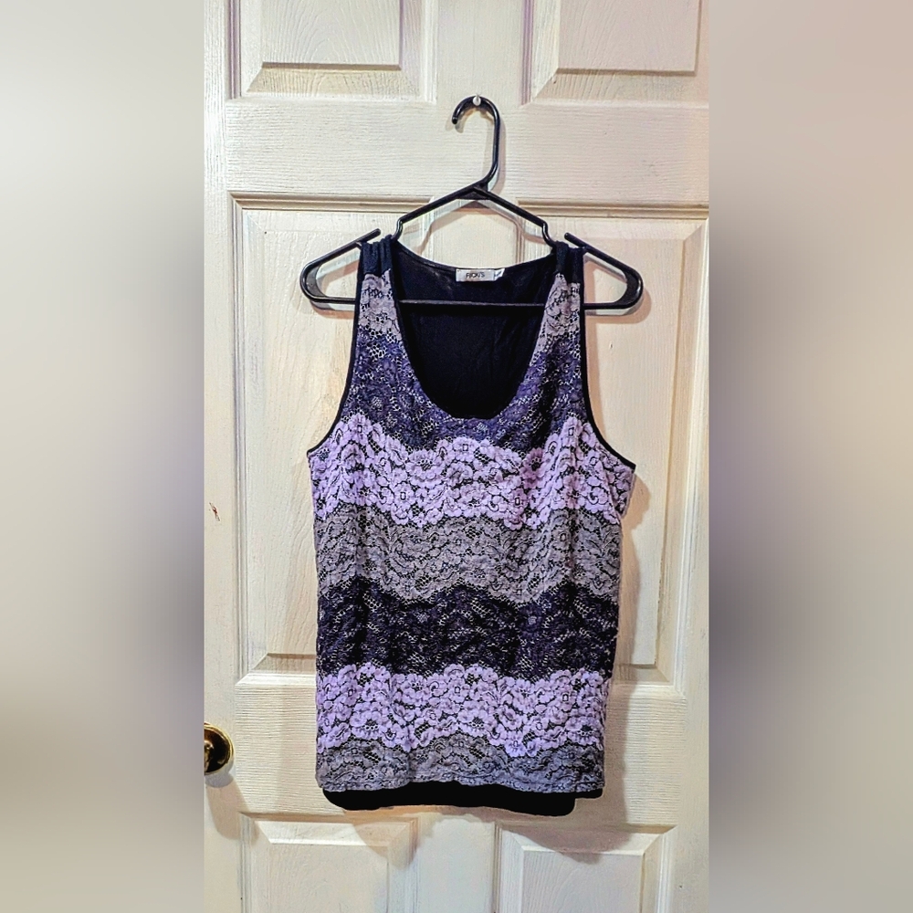 Black and Lavender Lace Tank Top